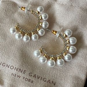 Mignonne Gavigan Pearl and Crystal Hoop Earrings